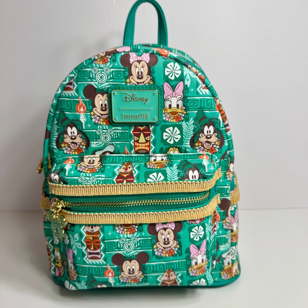 NWT. Loungefly Disney Mickey and Friends Tiki Mini Backpack LE 1000